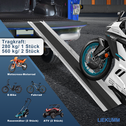 LIEKUMM Stahl Auffahrrampe 180 cm – Klappbar, 280 kg Tragkraft