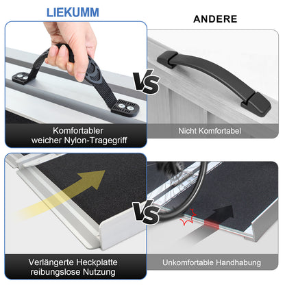 LIEKUMM Tragbare Aluminium Rollstuhlrampe 151,5 cm – Klappbar, 300 kg