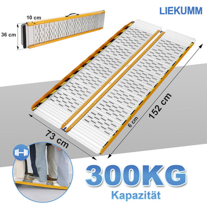 LIEKUMM Leichte Aluminium Rollstuhlrampe 121 cm – Klappbar, 300 kg