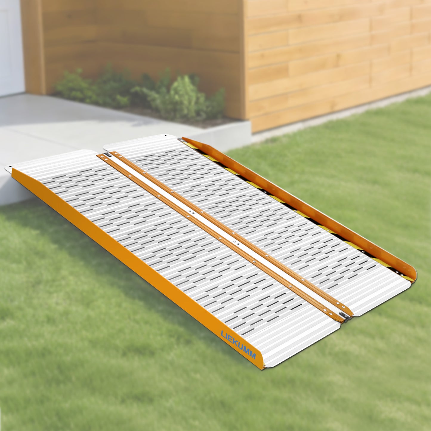 LIEKUMM Leichte Aluminium Rollstuhlrampe 121 cm – Klappbar, 300 kg