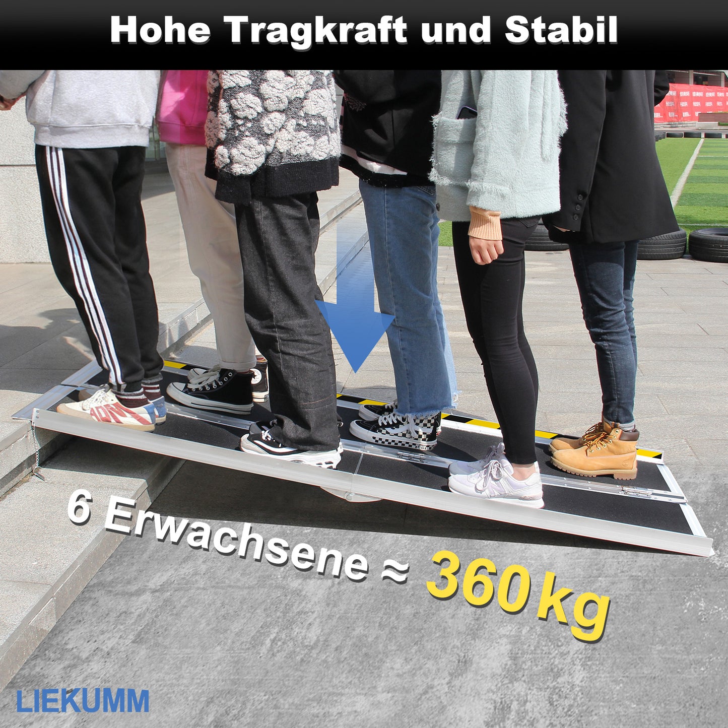 LIEKUMM Tragbare Aluminium Rollstuhlrampe 151,5 cm – Klappbar, 300 kg