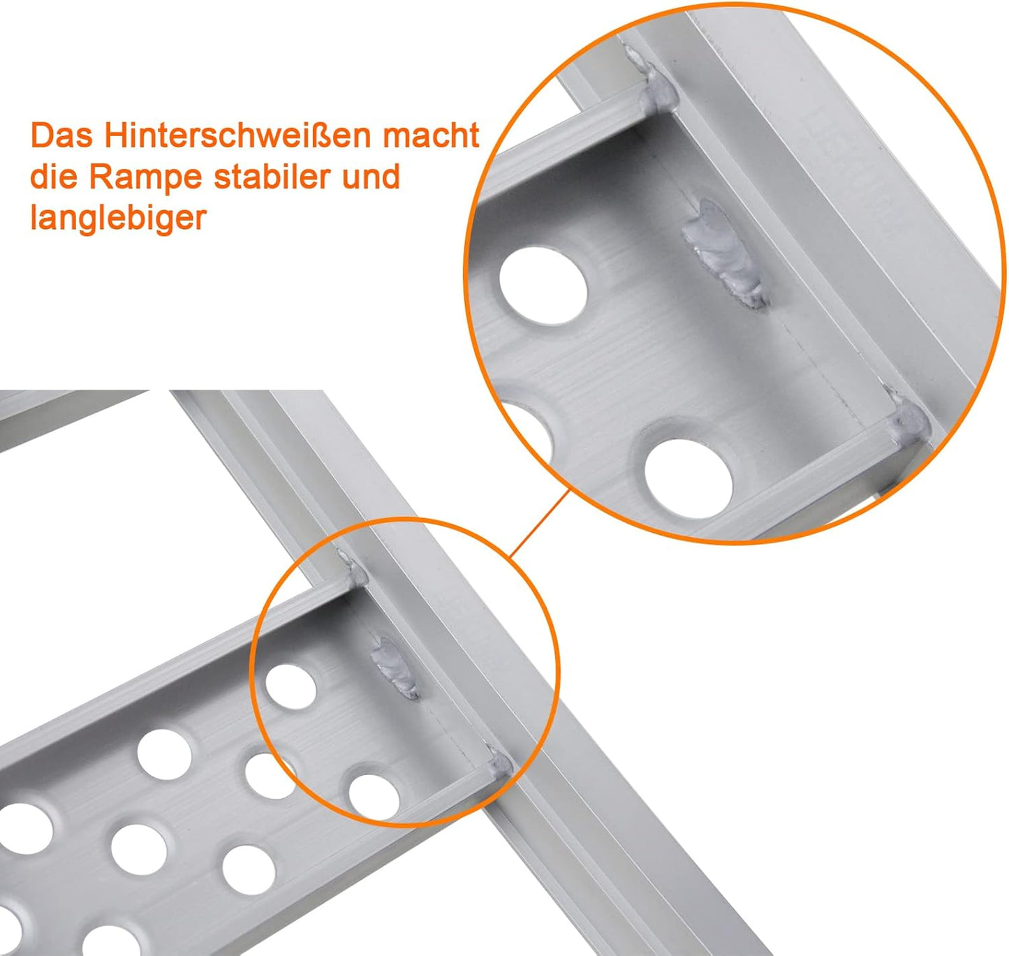LIEKUMM 1er Aluminium Auffahrrampe 228 cm – Klappbar, 340 kg Tragkraft