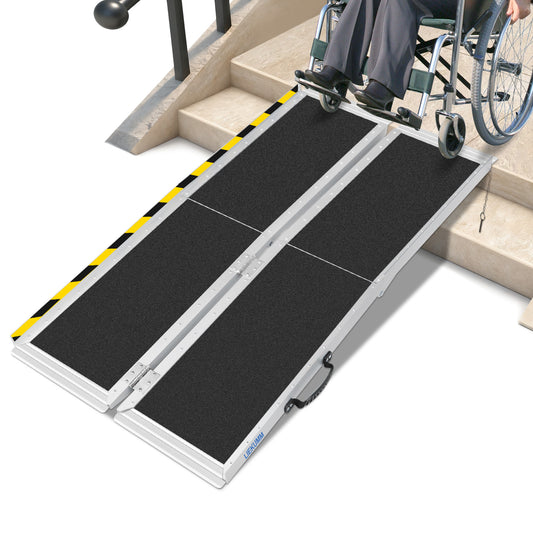 LIEKUMM Tragbare Aluminium Rollstuhlrampe 151,5 cm – Klappbar, 300 kg