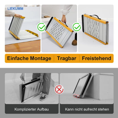 LIEKUMM Leichte Aluminium Rollstuhlrampe 121 cm – Klappbar, 300 kg