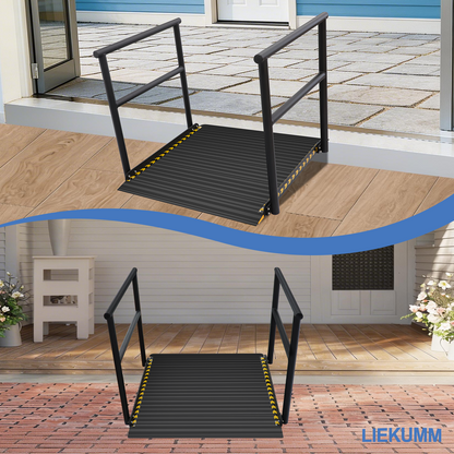 LIEKUMM Rollstuhlrampe mit Handläufen 91 × 91 cm – Aluminium, 300 kg