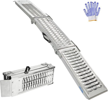 LIEKUMM 2X Faltbare Auffahrrampe, 440 kg Tragkraft Motorrad Rampe, 194 cm Stahl Klappbar Auffahrrampe für Anhänger, Rasenmäher, Rasentraktor, PKW Laderampe