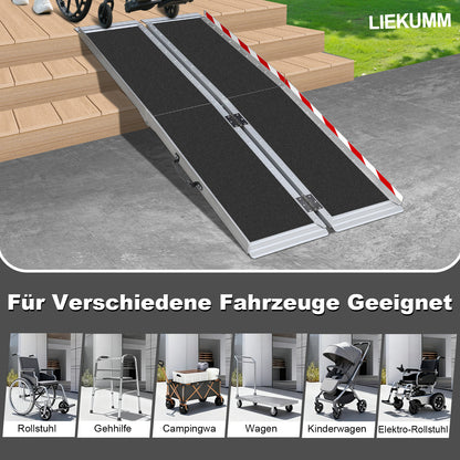LIEKUMM Tragbare Aluminium Rollstuhlrampe 182,5 cm – Rutschfest, 300 kg