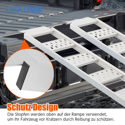 LIEKUMM 2er Set Aluminium Auffahrrampe 195,5 cm – Klappbar, 680 kg Tragkraft