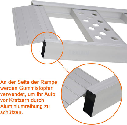 LIEKUMM 1er Aluminium Auffahrrampe 228 cm – Klappbar, 340 kg Tragkraft