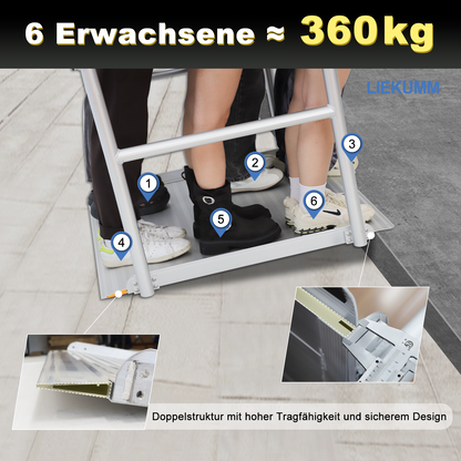 LIEKUMM Rollstuhlrampe mit Handläufen 91 × 91 cm – Aluminium, 300 kg