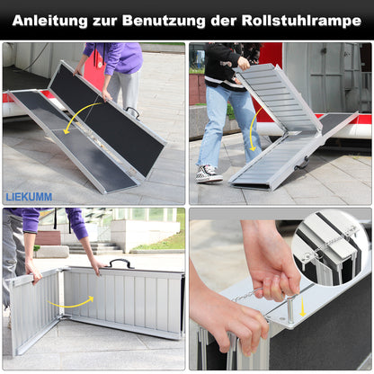 LIEKUMM Tragbare Aluminium Rollstuhlrampe 151,5 cm – Klappbar, 300 kg