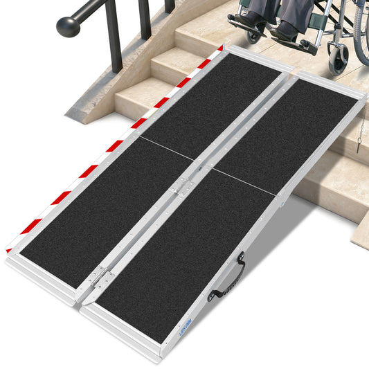 LIEKUMM Tragbare Aluminium Rollstuhlrampe 182,5 cm – Rutschfest, 300 kg