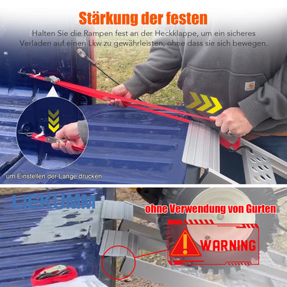LIEKUMM 2er Set Aluminium Auffahrrampe 195,5 cm – Klappbar, 680 kg Tragkraft