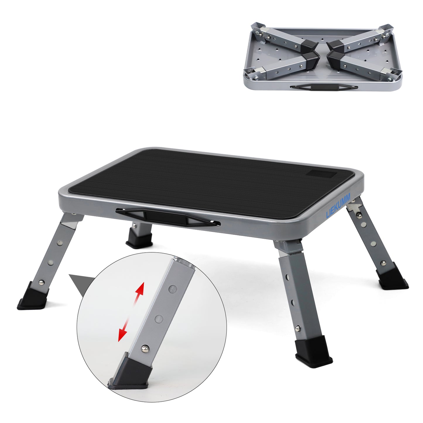 LIEKUMM 3-stufiger Klapphocker – Höhenverstellbar, Rutschfest, 150 kg