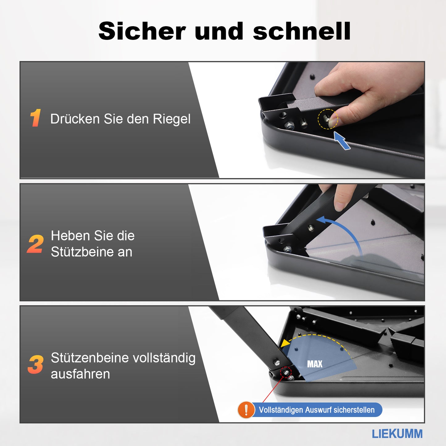 LIEKUMM Tritthocker 18 cm – Klappbar, 150 kg Belastbar