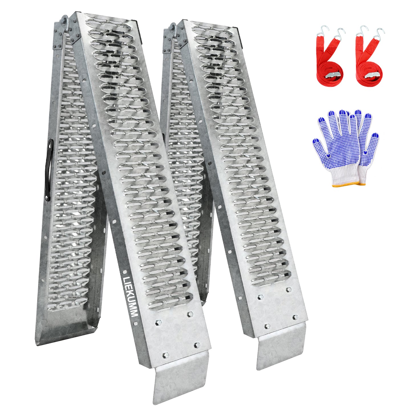 LIEKUMM Klappbare Stahl Auffahrrampe 210 cm – 440 kg, für Motorrad & Anhänger (2er Set)