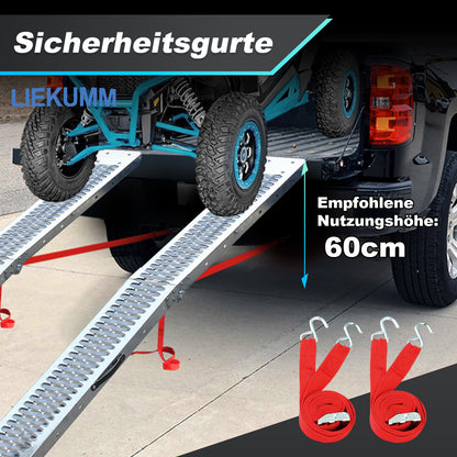 LIEKUMM Klappbare Stahl Auffahrrampe 210 cm – 440 kg, für Motorrad & Anhänger (2er Set)