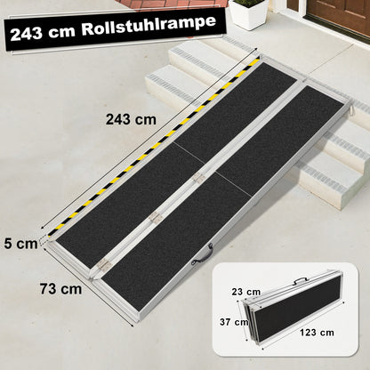 LIEKUMM Aluminium Rollstuhlrampe – Rutschfest, 300 kg Tragkraft, für Treppen & Zuhause
