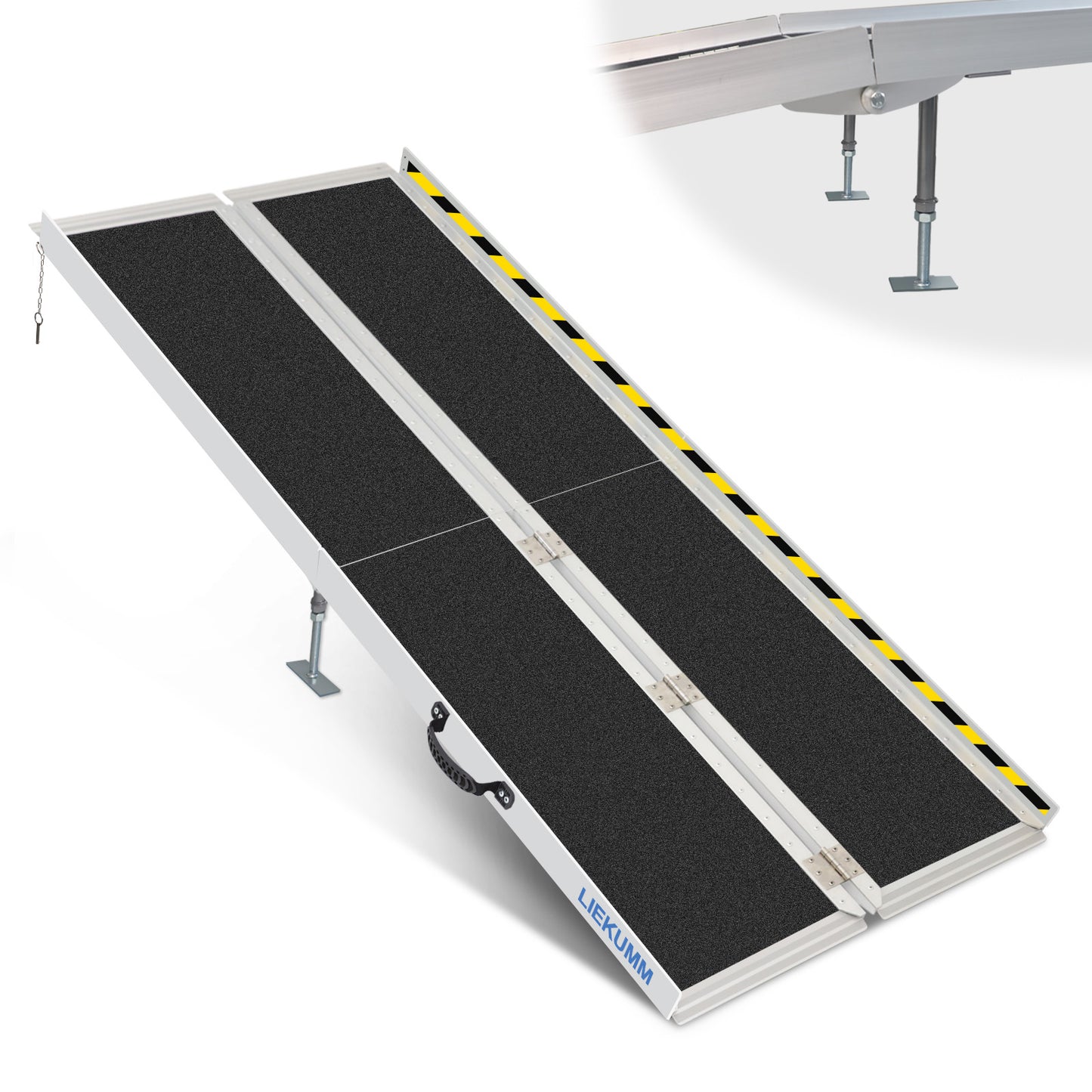 LIEKUMM Aluminium Rollstuhlrampe – Rutschfest, 300 kg Tragkraft, für Treppen & Zuhause