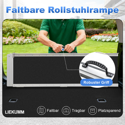 LIEKUMM Aluminium Rollstuhlrampe – Rutschfest, 300 kg Tragkraft, für Treppen & Zuhause