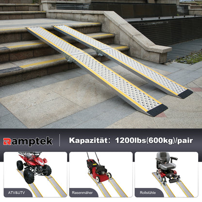 Rampe de chargement, 200 x 21,5 cm, rampe de chargement portable pour moto, capacité de 300 kg, rampe de chargement en aluminium pour VTT, quad, camion, scooter, tondeuse à gazon, motocross, 1 pièce 
