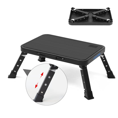 LIEKUMM 3-stufige Klappbarer Tritthocker, 150 kg Tragkraft Höhenverstellbar Tritthocker, Leichte Trittstufe aus Stahl für Küche und Haushalt, mit Rutschfester Plattform und Gummifüßen