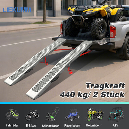 LIEKUMM 2er Set Stahl Auffahrrampe 170 cm – Klappbar, 440 kg Tragkraft