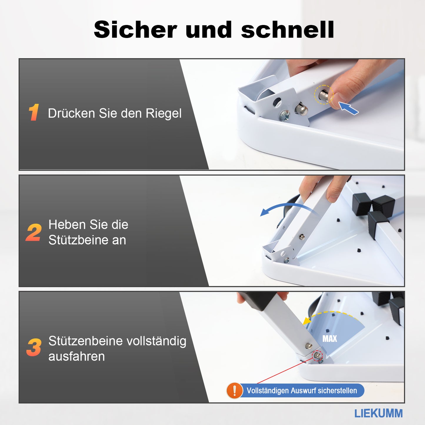 LIEKUMM Tritthocker 18 cm – Klappbar, 150 kg Belastbar