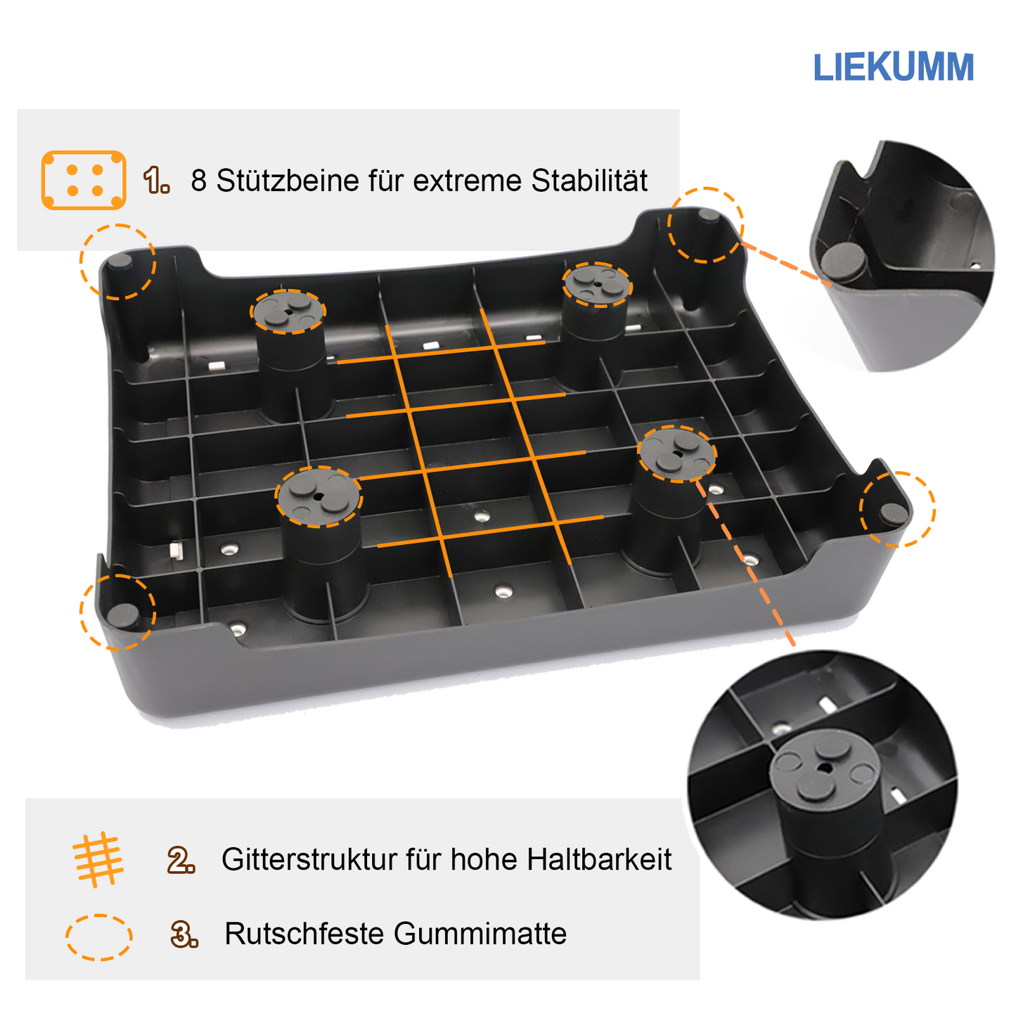 LIEKUMM Halbstufe 8,5 cm – Rutschfest, 220 kg, Einstiegshilfe für Bad & Alltag