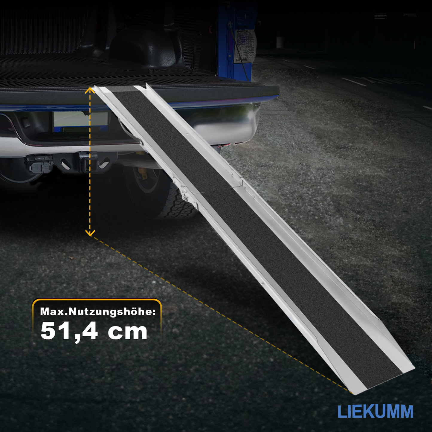 LIEKUMM Stahl Auffahrrampe 180 cm – Klappbar, 280 kg Tragkraft