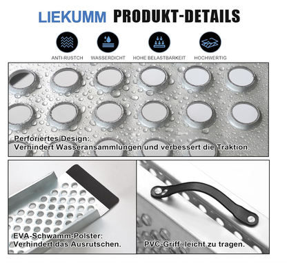LIEKUMM 2X Auffahrrampe,150 cm Stahl Klabbar Laderampe, 600 kg Tragkraft Auffahrrampe für Anhänger, Treppe, Motorrad Rampe für ATV, LKW, Quad, E-Bikes