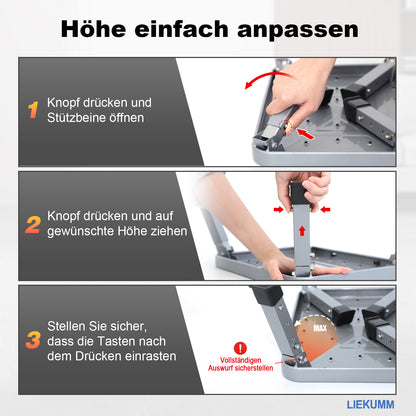 LIEKUMM 3-stufiger Klapphocker – Höhenverstellbar, Rutschfest, 150 kg