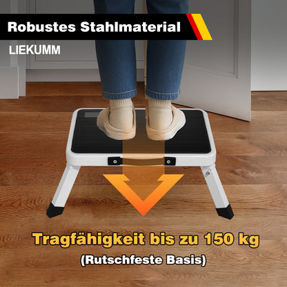 LIEKUMM Tritthocker 18 cm – Klappbar, 150 kg Belastbar
