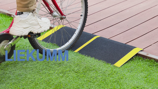 Schwellenrampe 300KG, Anti-Rutsch, Rollstuhlrampe für Tür & Treppe, Schwarz