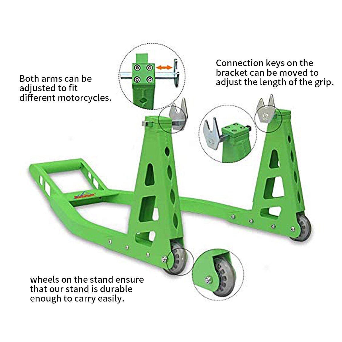 Béquille arrière pour moto, support de levage pour moto sportive, compatible avec Yamaha, Honda, Kawasaki, Suzuki, Ducati et BMW, vert