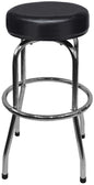 Tabouret de bar pivotant / tabouret d'atelier avec cadre chromé recouvert de cuir noir, supporte jusqu'à 300 lb, noir (RDB2002B)