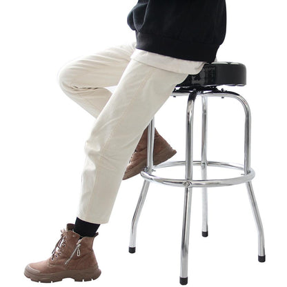 Tabouret de bar pivotant / tabouret d'atelier avec cadre chromé recouvert de cuir noir, supporte jusqu'à 300 lb, noir (RDB2002B)